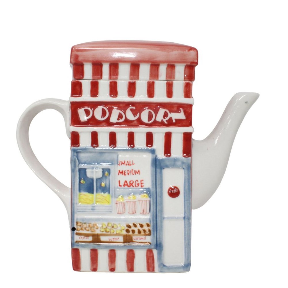 Vintage Design Studio Home Movie Popcorn Porcelain Multicolored 4 Cup Teapot